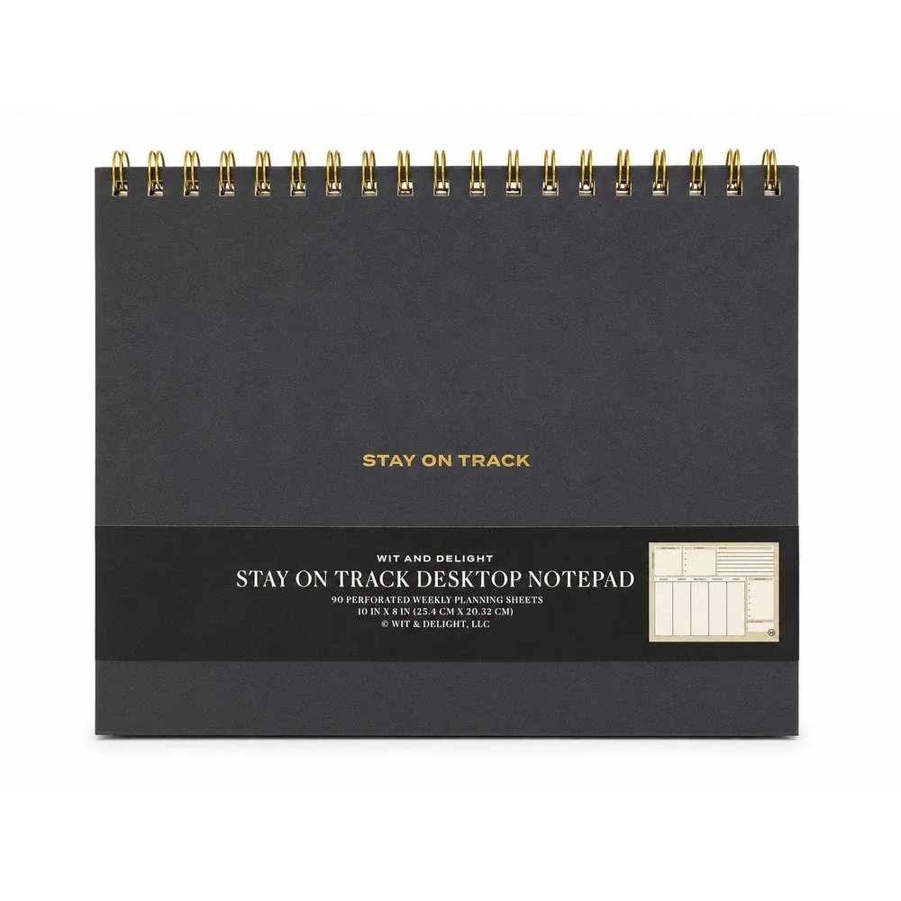 Wit and Delight Stay On Track Desktop Notepad Weekly Planner 90 Sheets Black